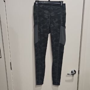 Fabletics Black Camouflage High-Waist Leggings with Side Pockets